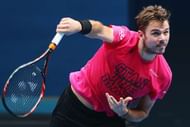 MELBOURNE, AUSTRALIA - JANUARY 11:  Stan Wawrinka of Switzerland serves  during a practice session ahead of the 2017 Australian Open at Melbourne Park on January 11, 2017 in Melbourne, Australia.  (Photo by Michael Dodge/Getty Images)